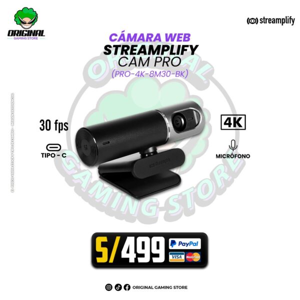 Cámara Web Streamplify CAM PRO-4K-8M30-BK