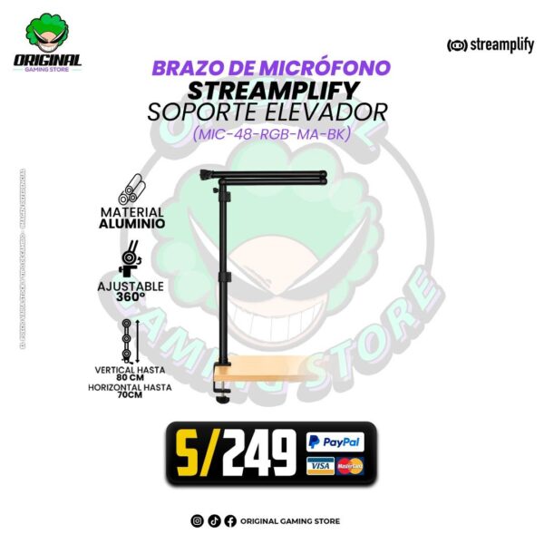 Streamplify MOUNT LIFT-LIGHT-BK Soporte Elevador para Micrófono o Cámara Black