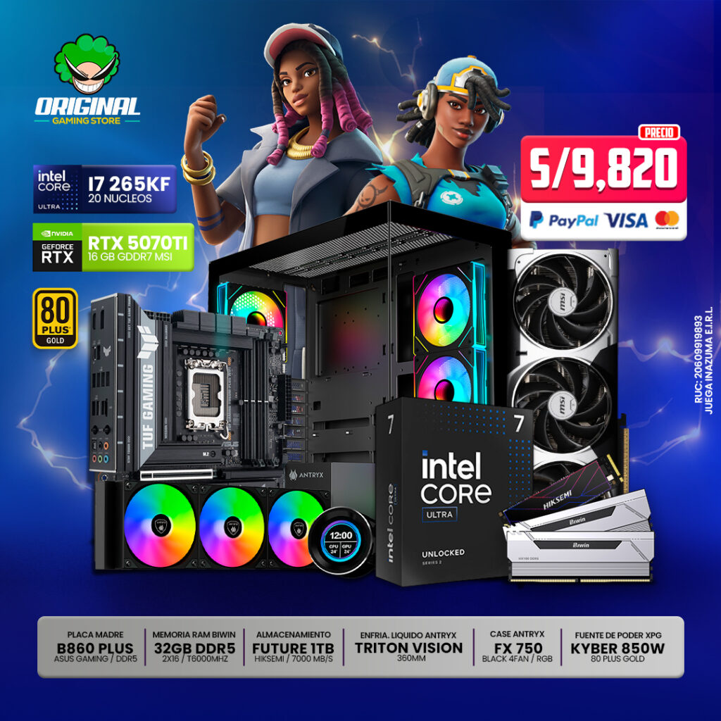 PC GAMER I7 ULTRA 265KF +RTX 5070TI 16GB + 32 RAM DDR5