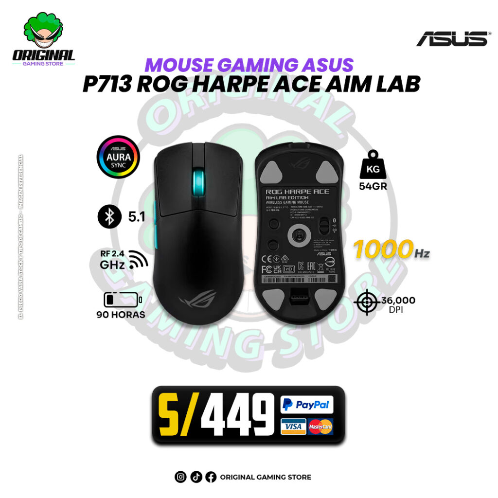 MOUSE GAMING INALAMBRICO/BT ASUS P713 ROG HARPE ACE AIM LAB EDITION/BLACK