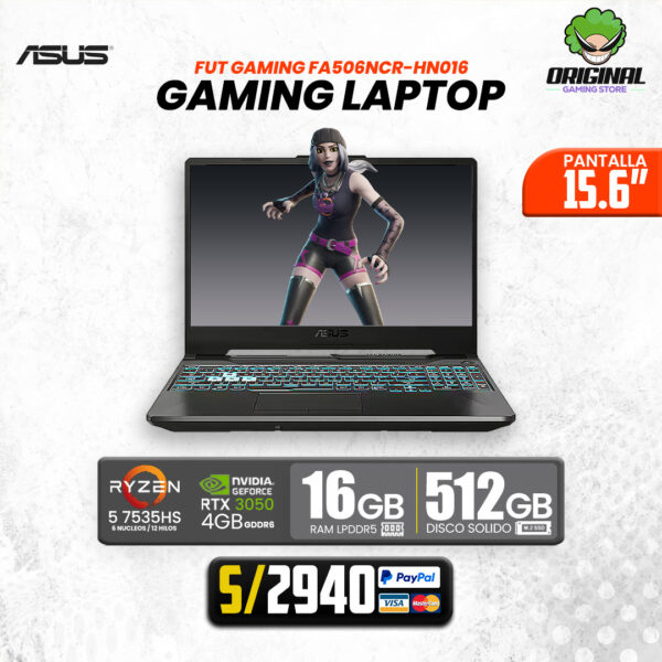 LAPTOP Asus TUF Gaming FA506NCR-HN016, R5-7535HS, 16GB, SSD 512GB, RTX 3050, 15.6"