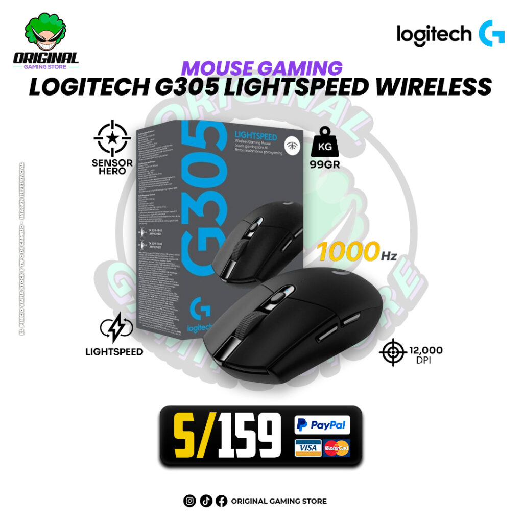 MOUSE GAMING LOGITECH G305 LIGHTSPEED WIRELESS BLACK