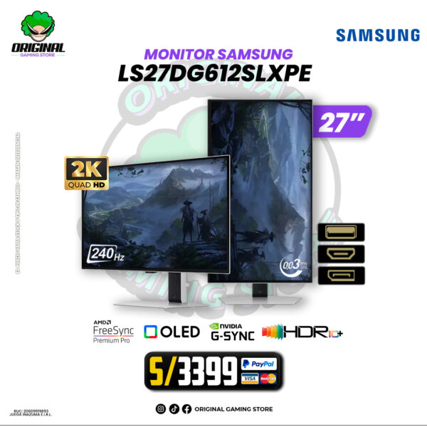 MONITOR SAMSUNG LS27DG612SLXPE, Odyssey G6, 27" OLED, QHD, 240Hz, 0.03ms