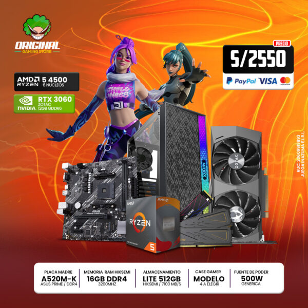 PC RYZEN 5 4500 + RTX3060 12GB +16 RAM DDR4